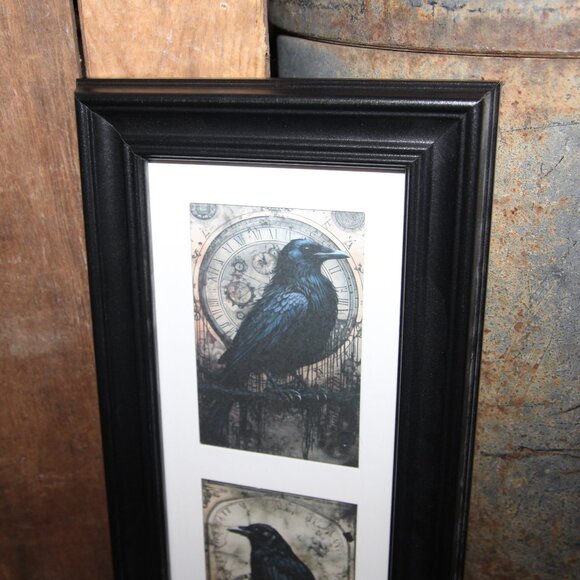 NEW Framed Black Bird Raven Crow Gothic Farmhouse Wall Decor Picture - Picture 5 of 6